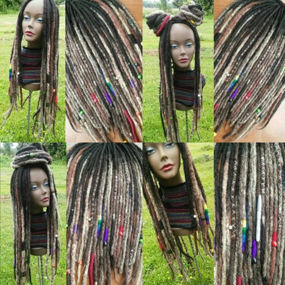 long black blonde brown ombre synthetic dreadlocks main image 4
